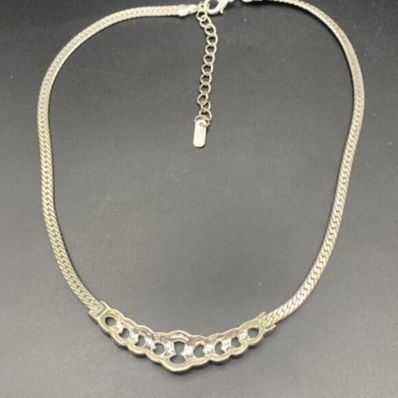 Vintage Christina Collection Necklace Rhinestone Silver Tone Collar 15+2" - Picture 7 of 9